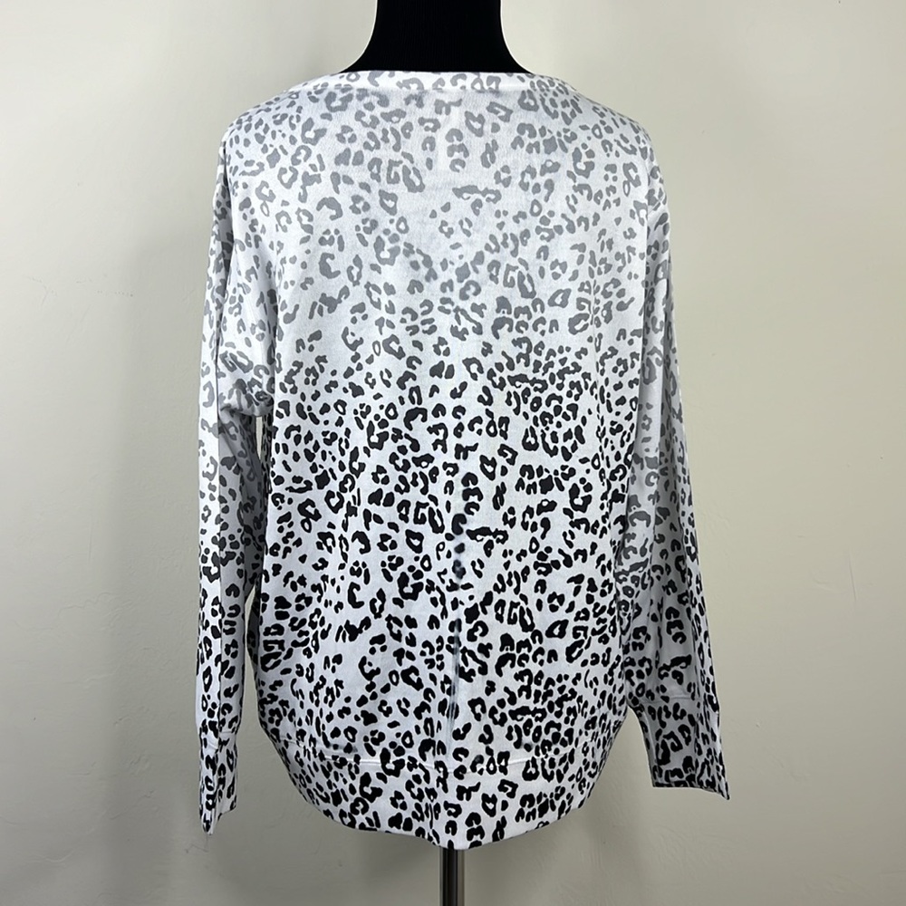 CUBISM White Leopard Print Cardigan L - Picture 5 of 6
